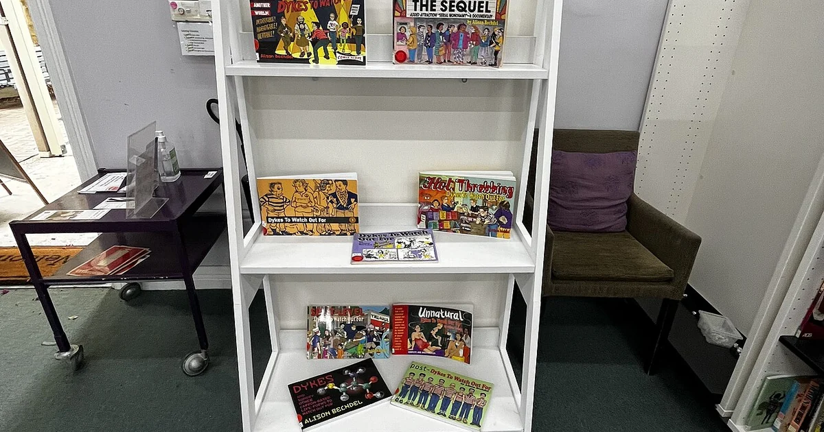 Books on display at the Women's Library in Newtown